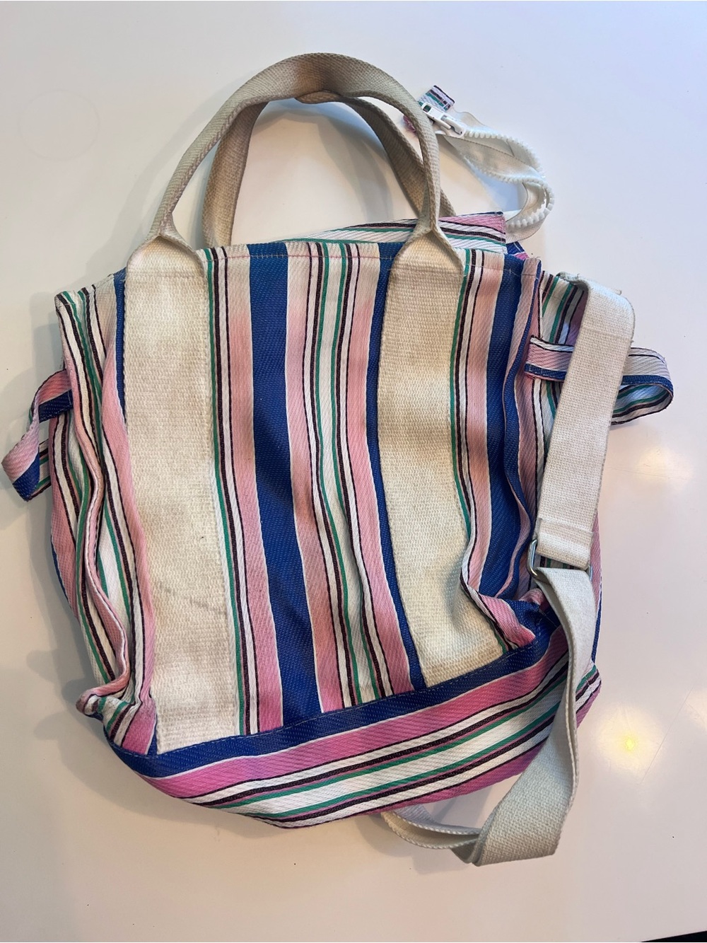 Urban Outfitters Pink, Blue & Cream Striped Canvas Tote